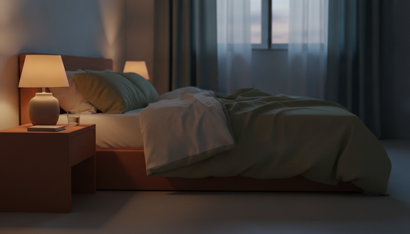 Acordo de madrugada e não consigo voltar a dormir: quarto na penumbra com cama desfeita — psiquiatra em Mogi das Cruzes